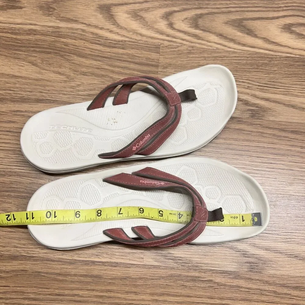 Columbia Techlite Omnigrip Flip Flop Sandals‎ Women's Size 11M Red Straps